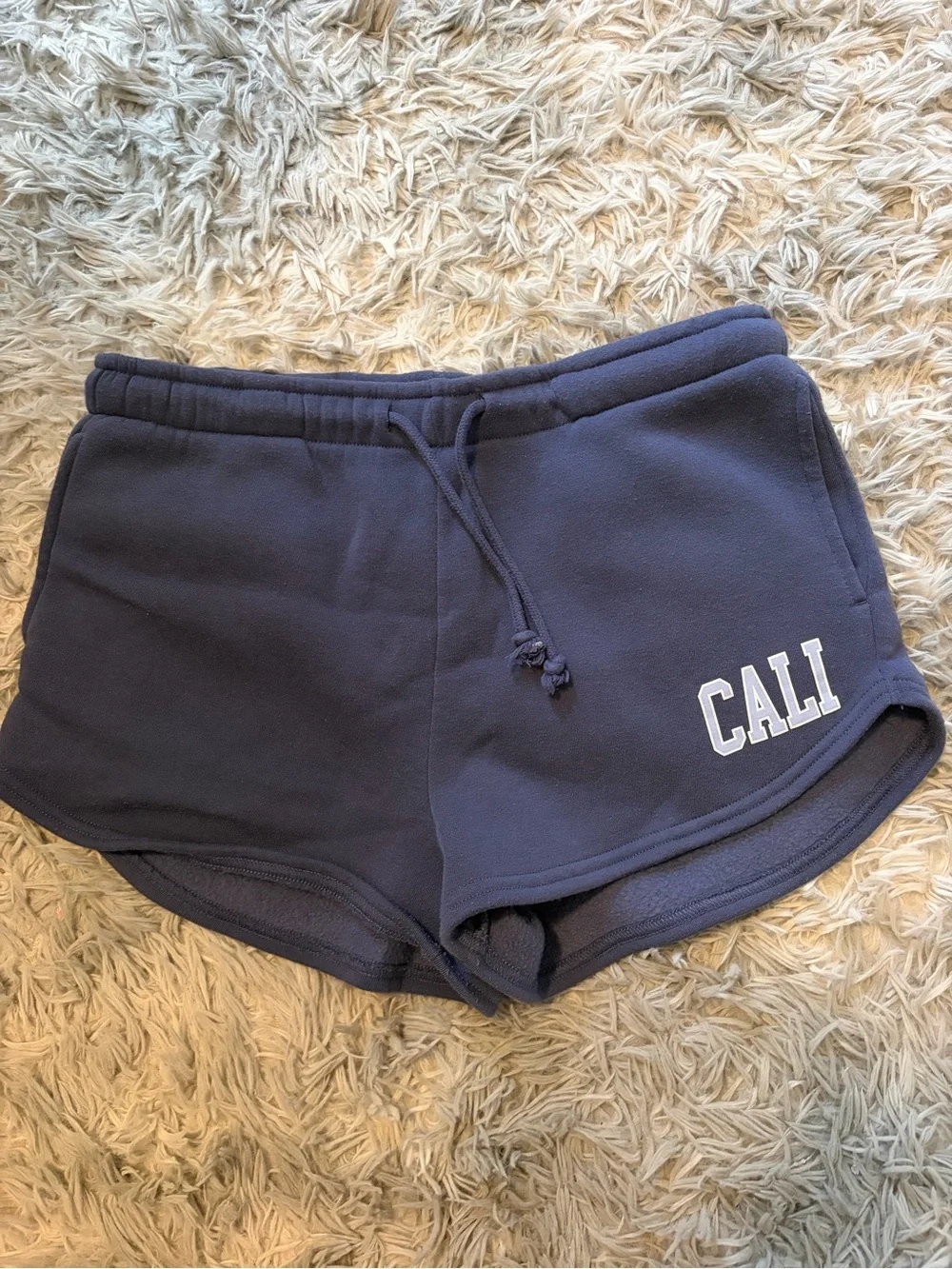 Navy Women's Fleece Shorts with Drawstring